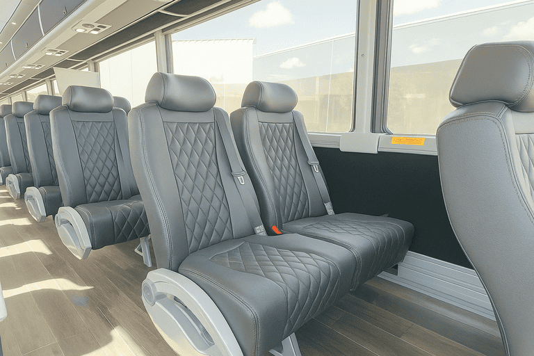 interior of Federal Way Minibus Company charter bus