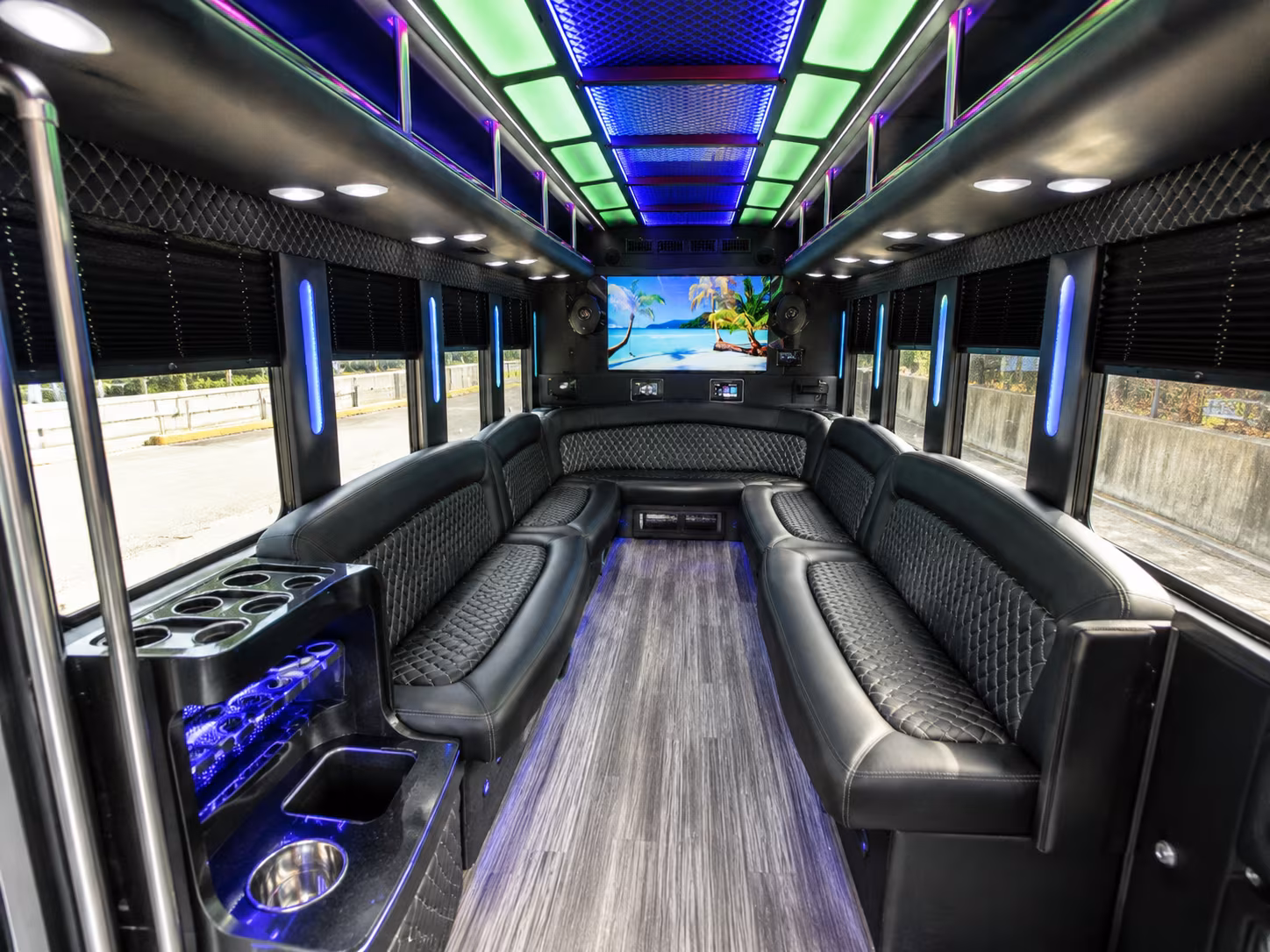federal way 18 passenger party bus inside